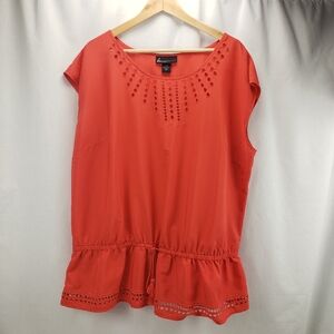 Lane Bryant Laser Cut Drawstring Peplum Top Women's Plus Size 22/24
